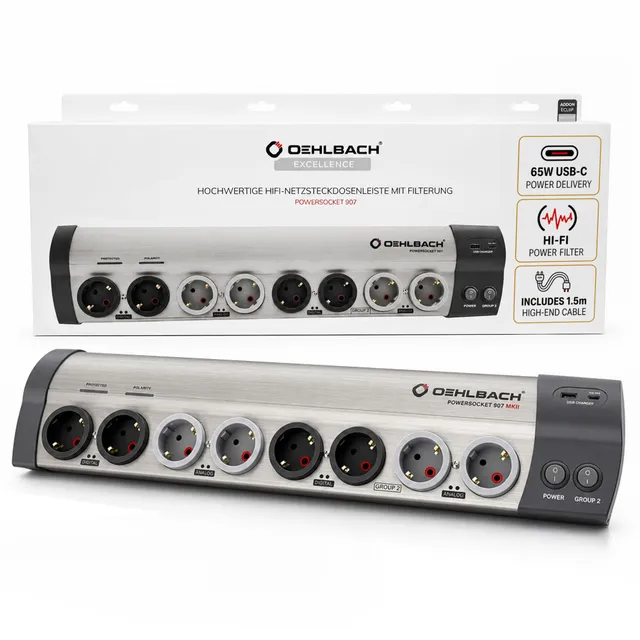 oehlbach-powersocket-907-mkii-netzleiste-usb-c-65w-aluminium image 1