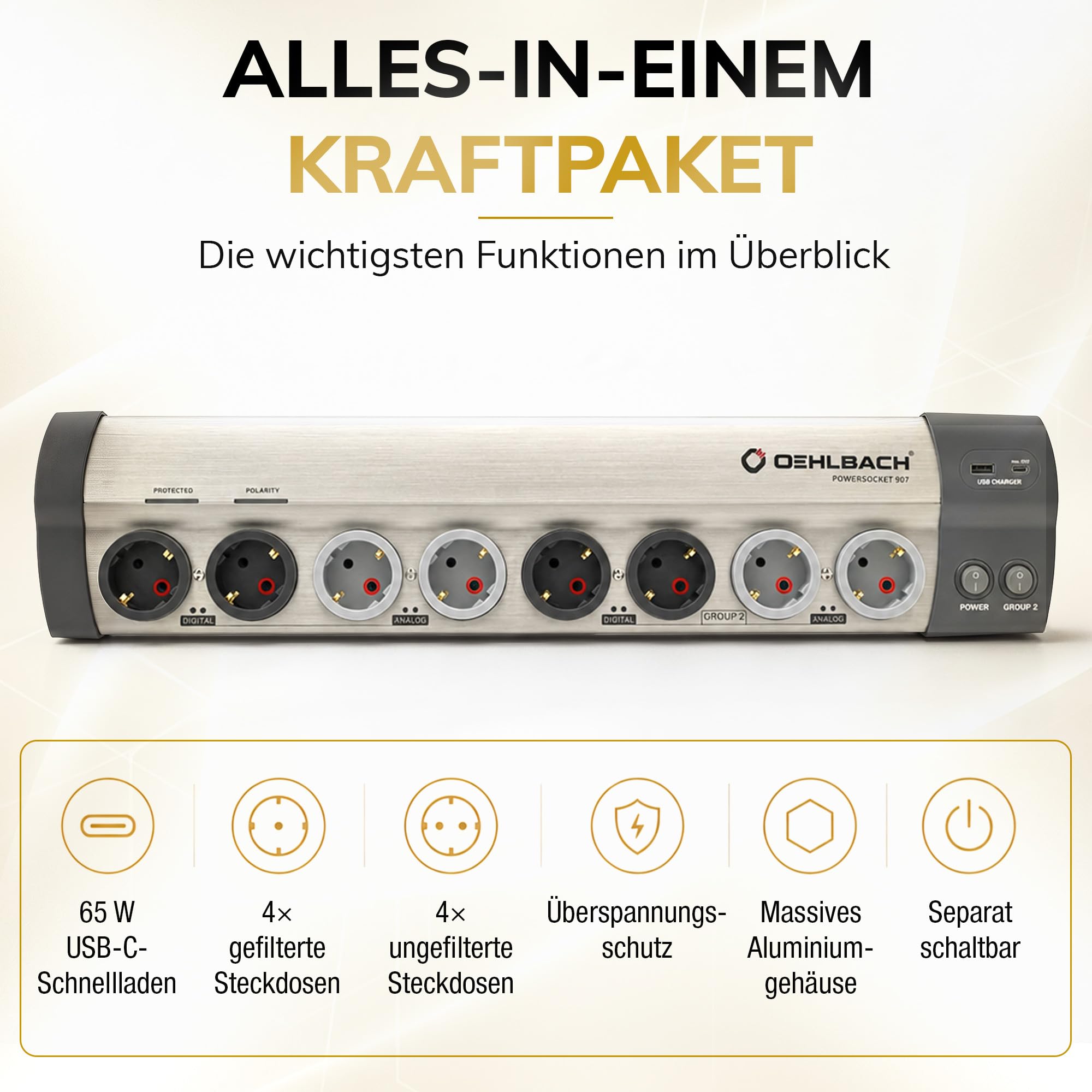 oehlbach-powersocket-907-mkii-netzleiste-usb-c-65w-aluminium image 4