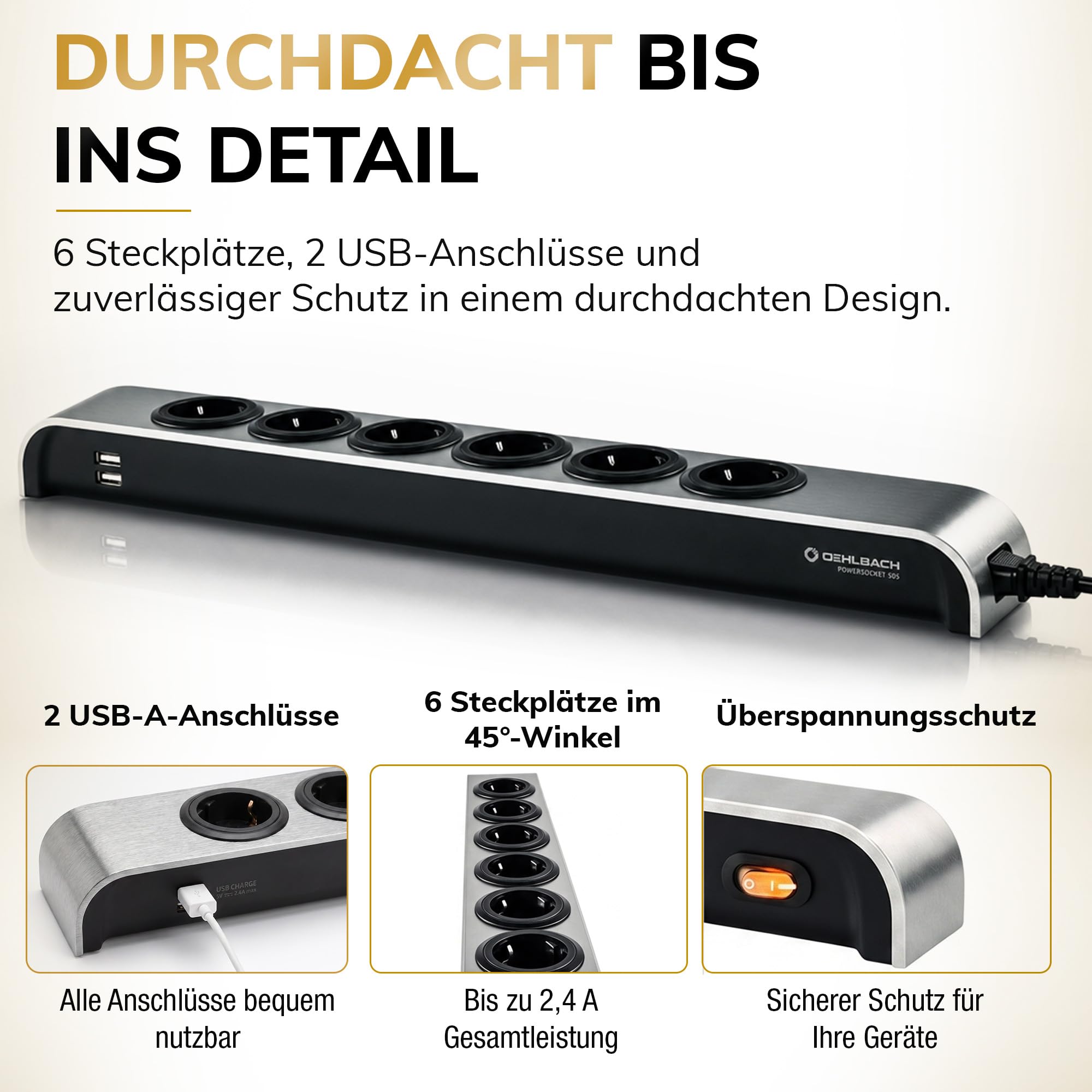 oehlbach-powersocket-505-steckdosenleiste-6-fach-usb-anthrazit image 3