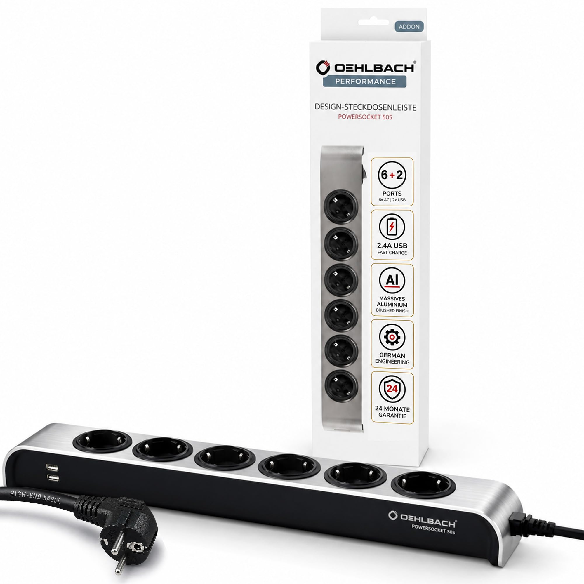 oehlbach-powersocket-505-steckdosenleiste-6-fach-usb-anthrazit image 1